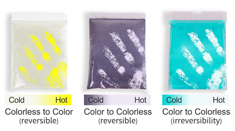 Various temperature range thermochromic temperature activated pigment  powder for leather